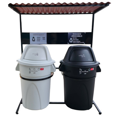 Punto Ecológico 2 Puestos Marca Estra Con Techo